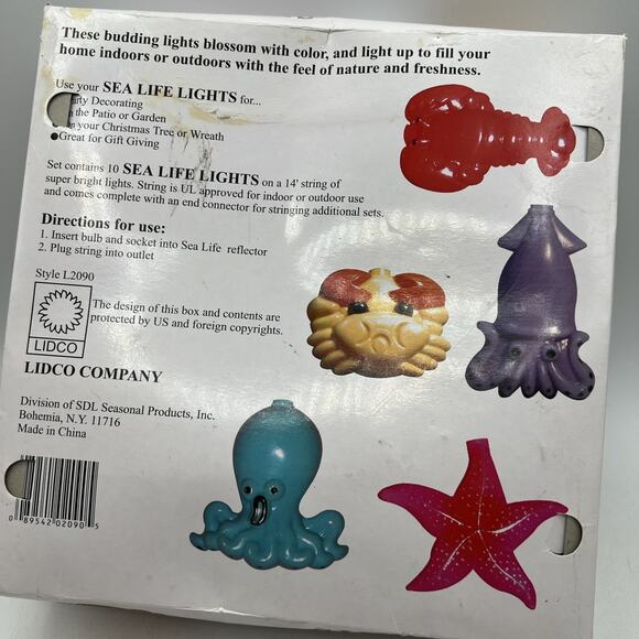 Vtg 10 String Lights Patio Camper RV Beach Ocean Nautical Octopus Crab Squid - Picture 7 of 7